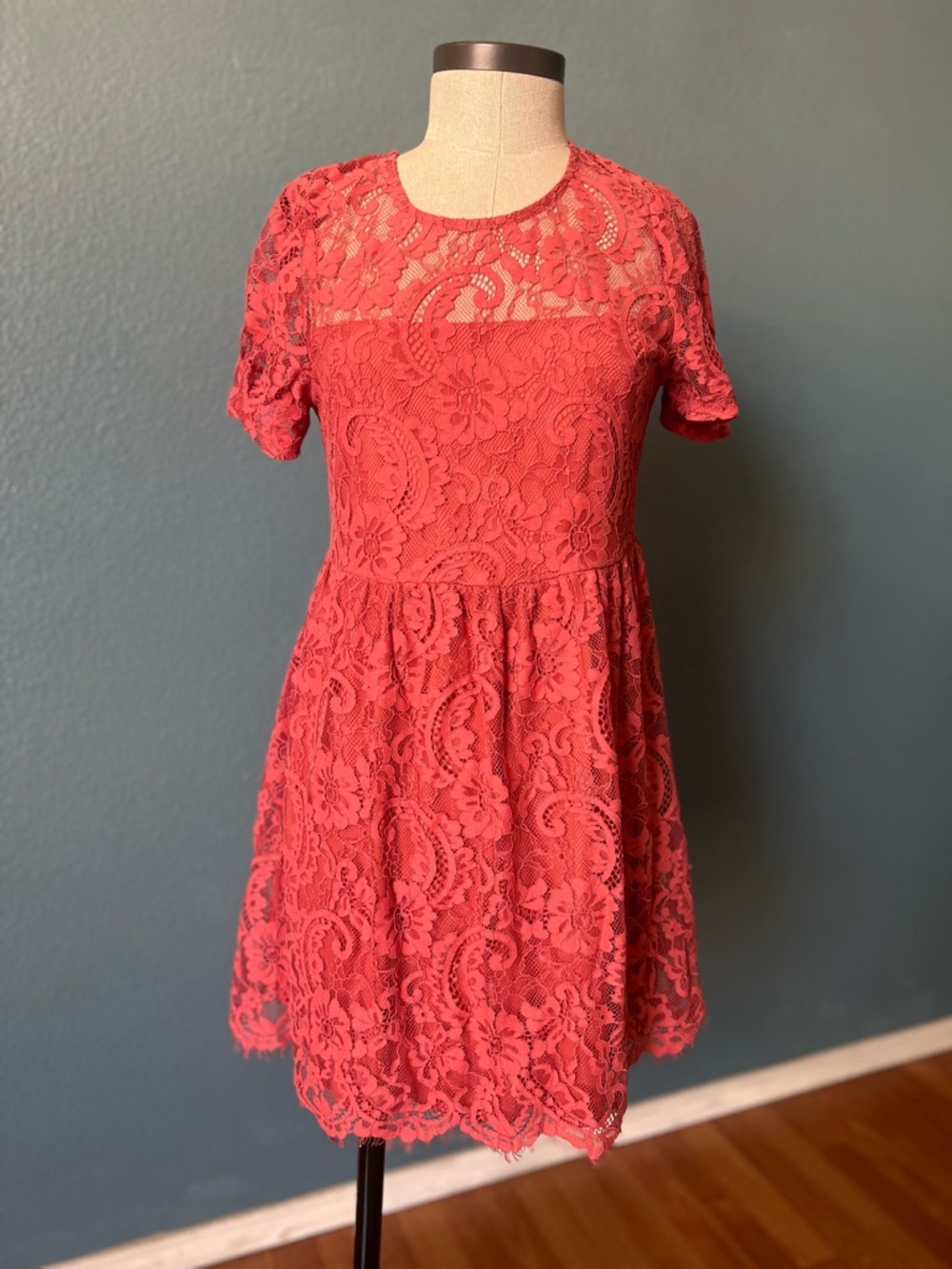 miami Coral Lace Mini Dress